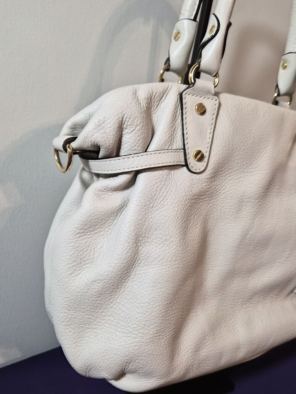 Michael Kors Bedford Large Gathered Leather Satchel – Cream White - Picture 4 of 15